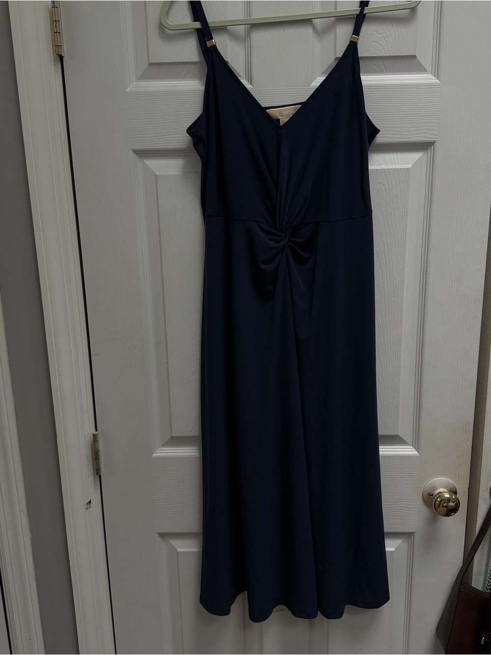 Michael Kors Navy Twist-Front Midi Dress